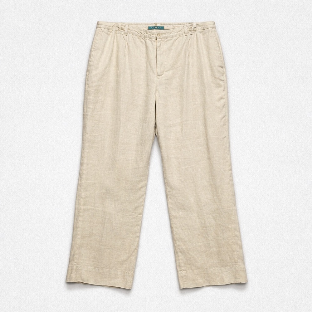 Lauren Ralph Lauren 100% Linen Dress Pants Beige Womens Size 18WP (READ) - Picture 2 of 13